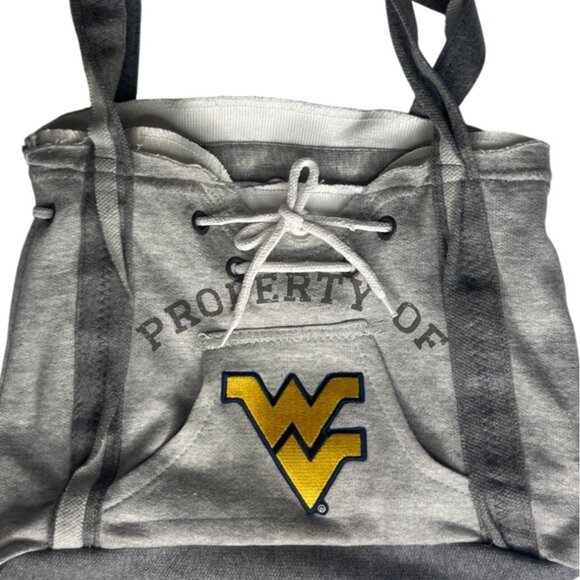West Virginia University Hoodie Tote Bag Purse Gray Yellow Snap Closure - Picture 5 of 8